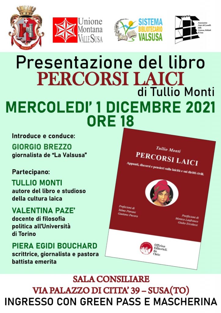 La locandina della presentazione del libro di Tullio Monti del 1 dicembre a Susa