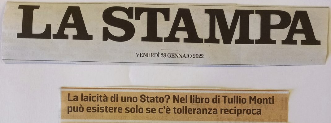 Il titolo de LA STAMPA della recensione del libro PERCORSI LAICI