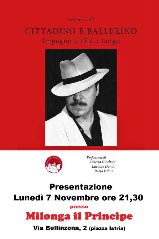 La locandina della presentazione del libro dal titolo CITTADINO E BALLERINO di Antonio Lalli - Roma 7 novembre 2022