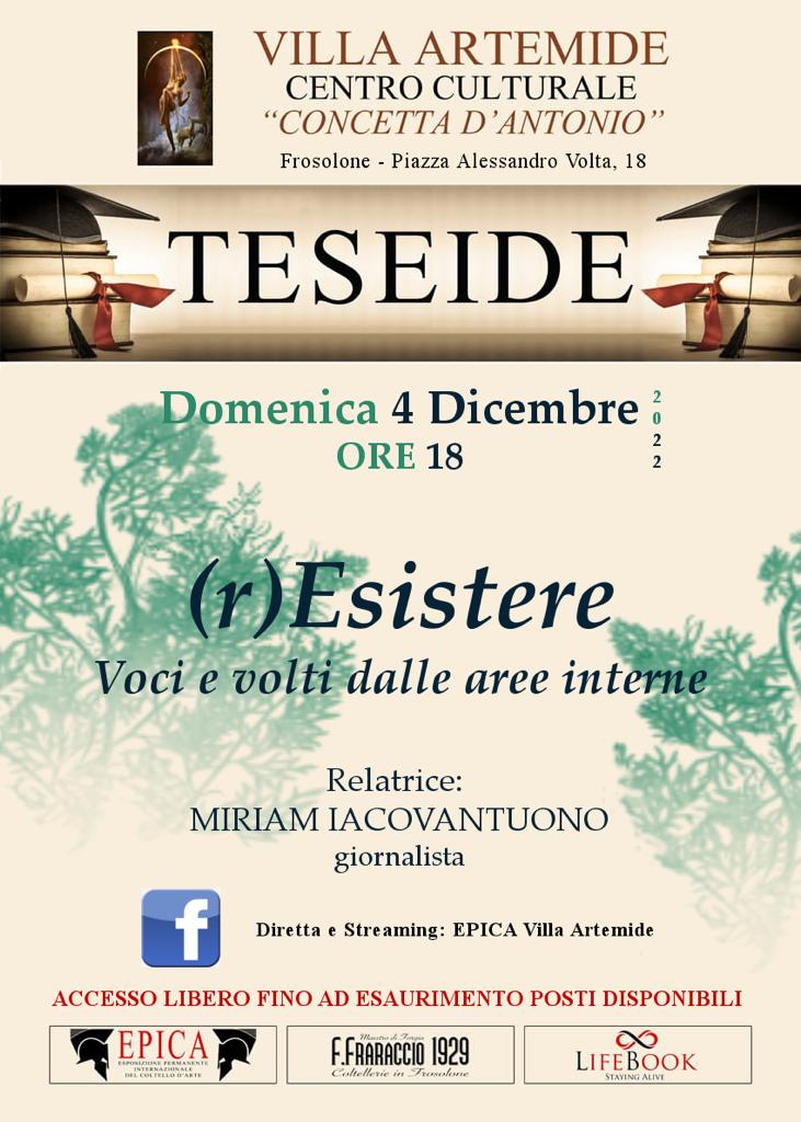 La locandina della presentazione del libro dal titolo RESISTERE del 4 dicembre a Frololone IS
