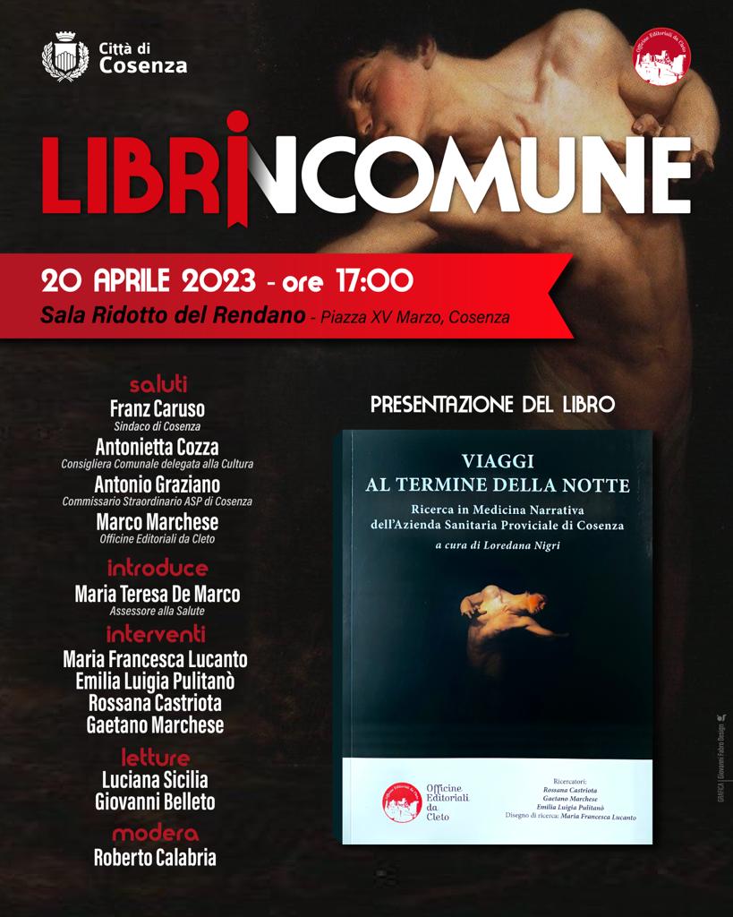 La locandina della presentazione del libro dal titolo VIAGGI AL TERMINE DELLA NOTTE