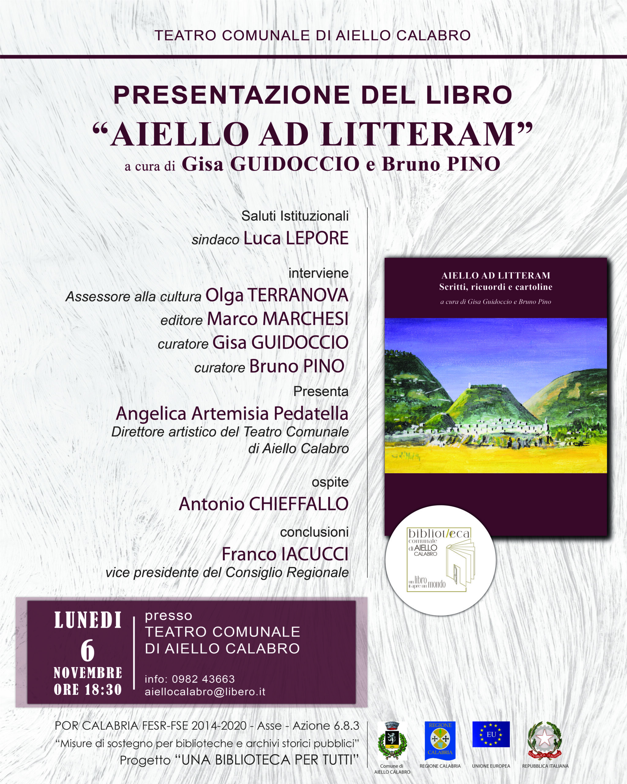 La locandina della presentazione del libro dal titolo Aiello ad litteram