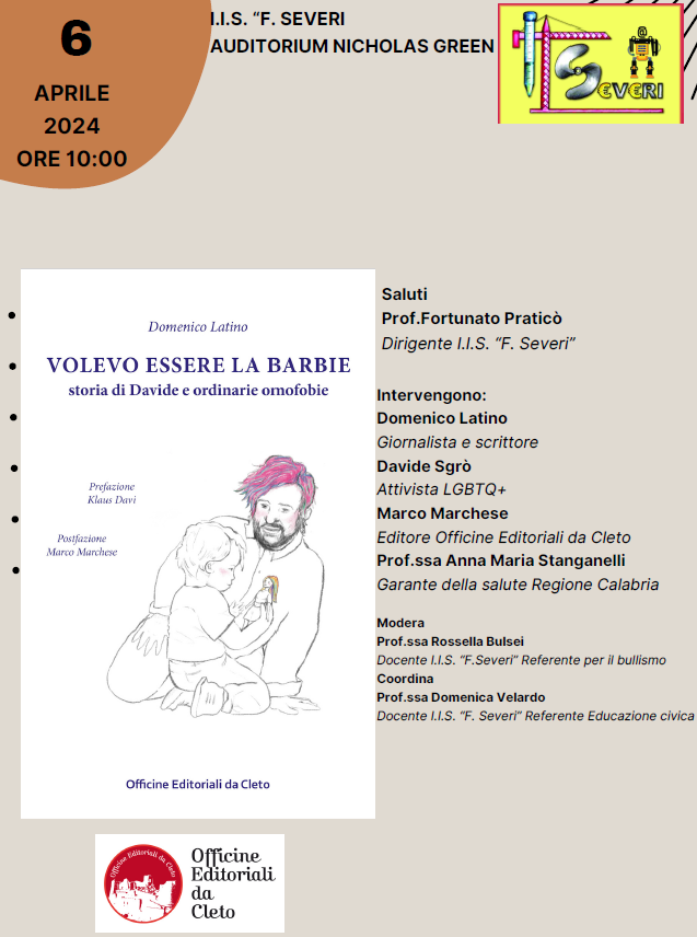 La locandina della presentazione del libro dal titolo VOLEVO ESSERE LA BARBIE di Gioia Tauro del 6 aprile 2024