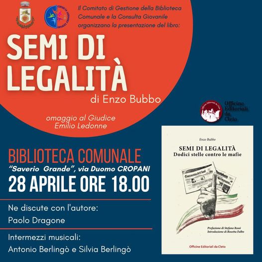 Locandina presentazione libro Semi di legalità